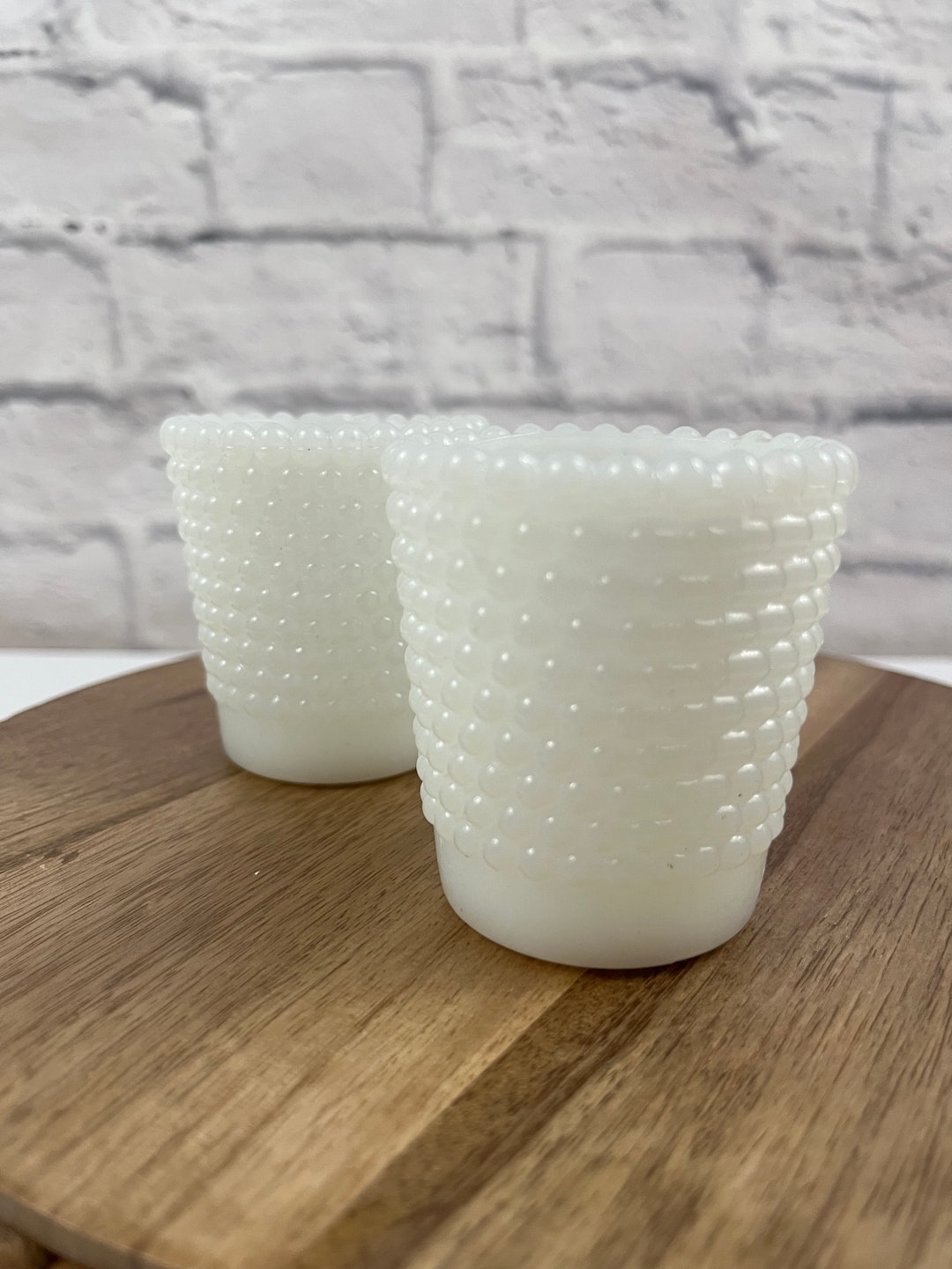 Vintage Hobnail Pair of Milk Glass Votives Tea Light Holders Etsy