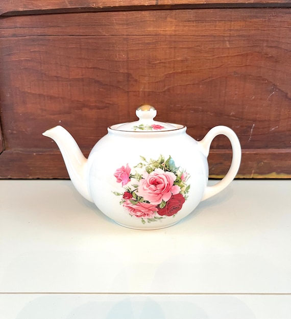 Vintage Pristine England Rose Teapot Single Serving Afternoon Etsy