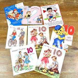 Vintage jaren 40 gebruikte verjaardagskaarten upcycled kaarten scrapbooking decoupage ambachten 10- en 12-jarigen of algemene verjaardagskaarten voor vrouwen