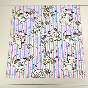 Vintage New Baby Wrapping Paper 1960s era Baby Shower gift wrapping scrapbooking  1 sheet 19&quot; x 27&quot;