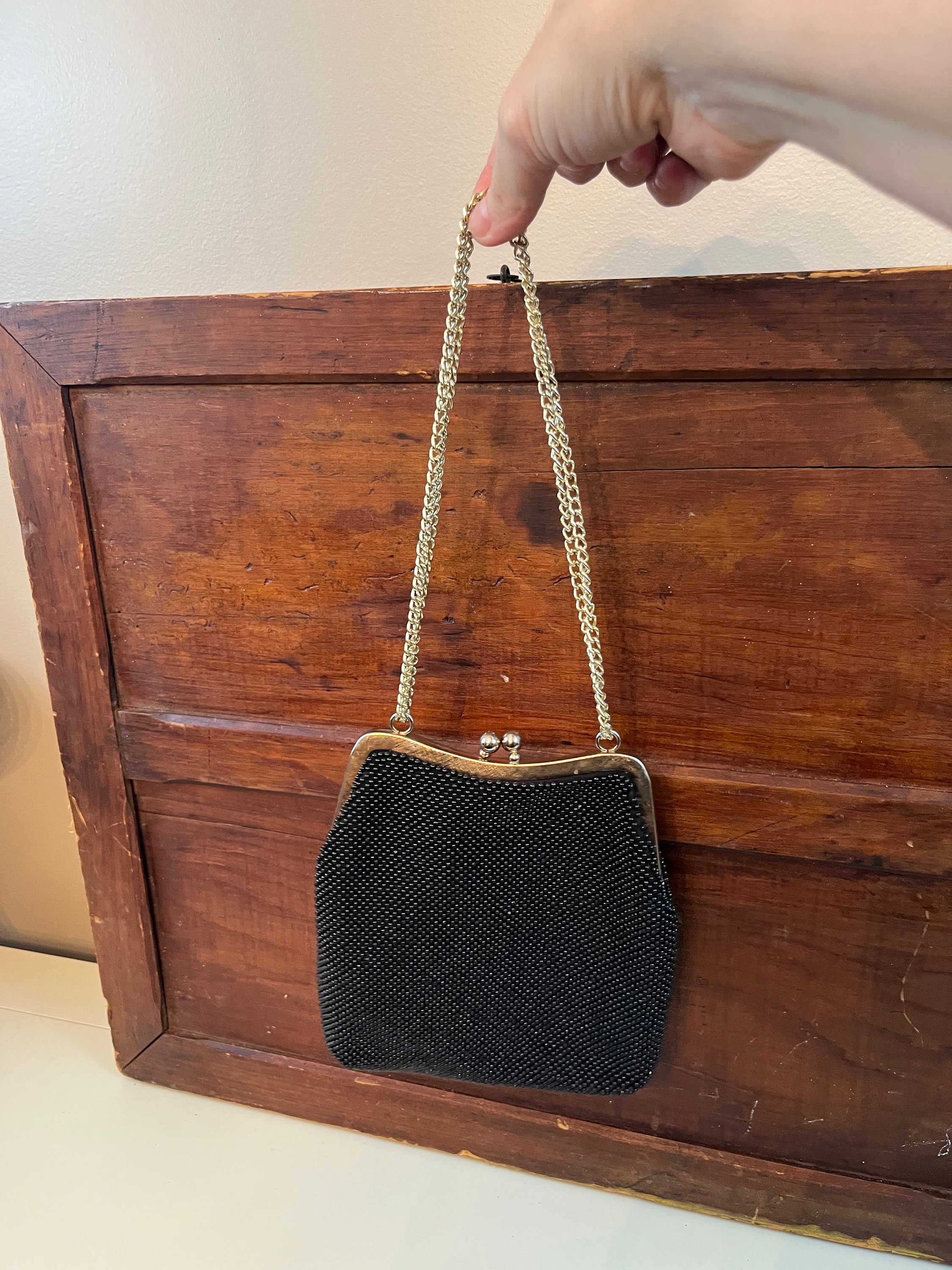 La Regale Women's Black Woven With Pearl Closure Charcoal: Handbags