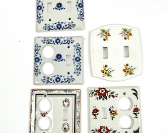 Vintage Limoges Porcelain Wall Switch Plates Outlet Covers Blue Flowers Yellow Flowers Red Flowers Sold Individually