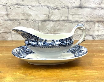 WOOD & SONS ブッダ ヴィンテージ 蓋付きチーズ皿 l 青と白の高級陶器