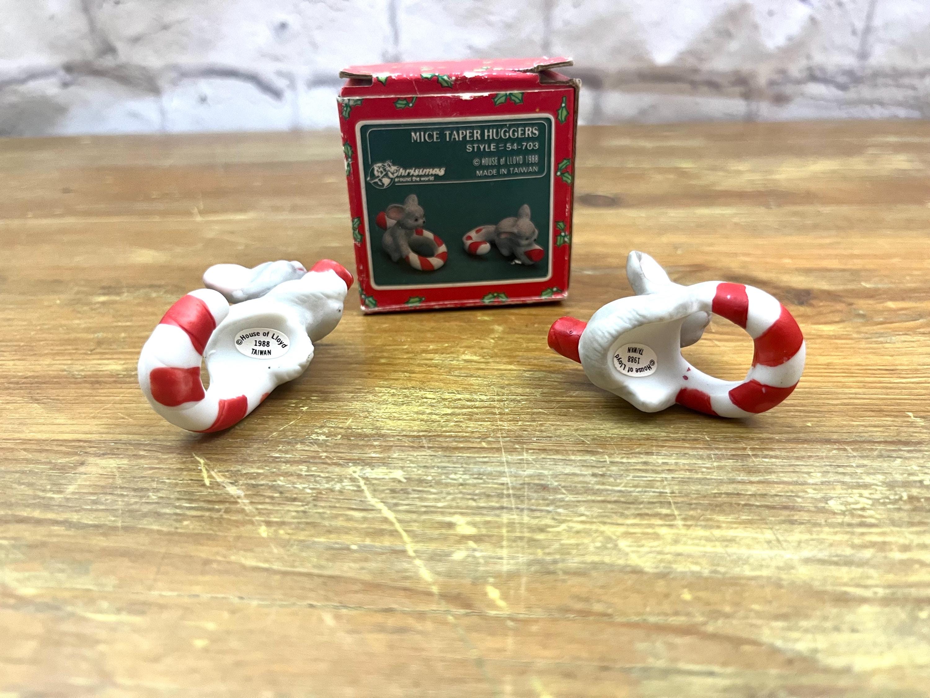 Vintage Mice Candle Tapper Huggers Ceramic Christmas and Candy