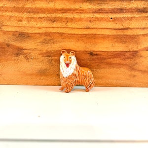 Vintage Rough Collie Dog Pin Sheltie Collie Brooch Enamelware Decorative Pin