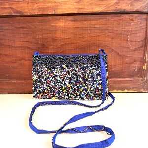 Vintage Blue All beaded evening bag multiple colors shoulder strap goes with everything