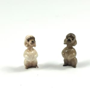 Vintage Teeny Tiny Poodle Pair White and Grey Poodle Lover Gift