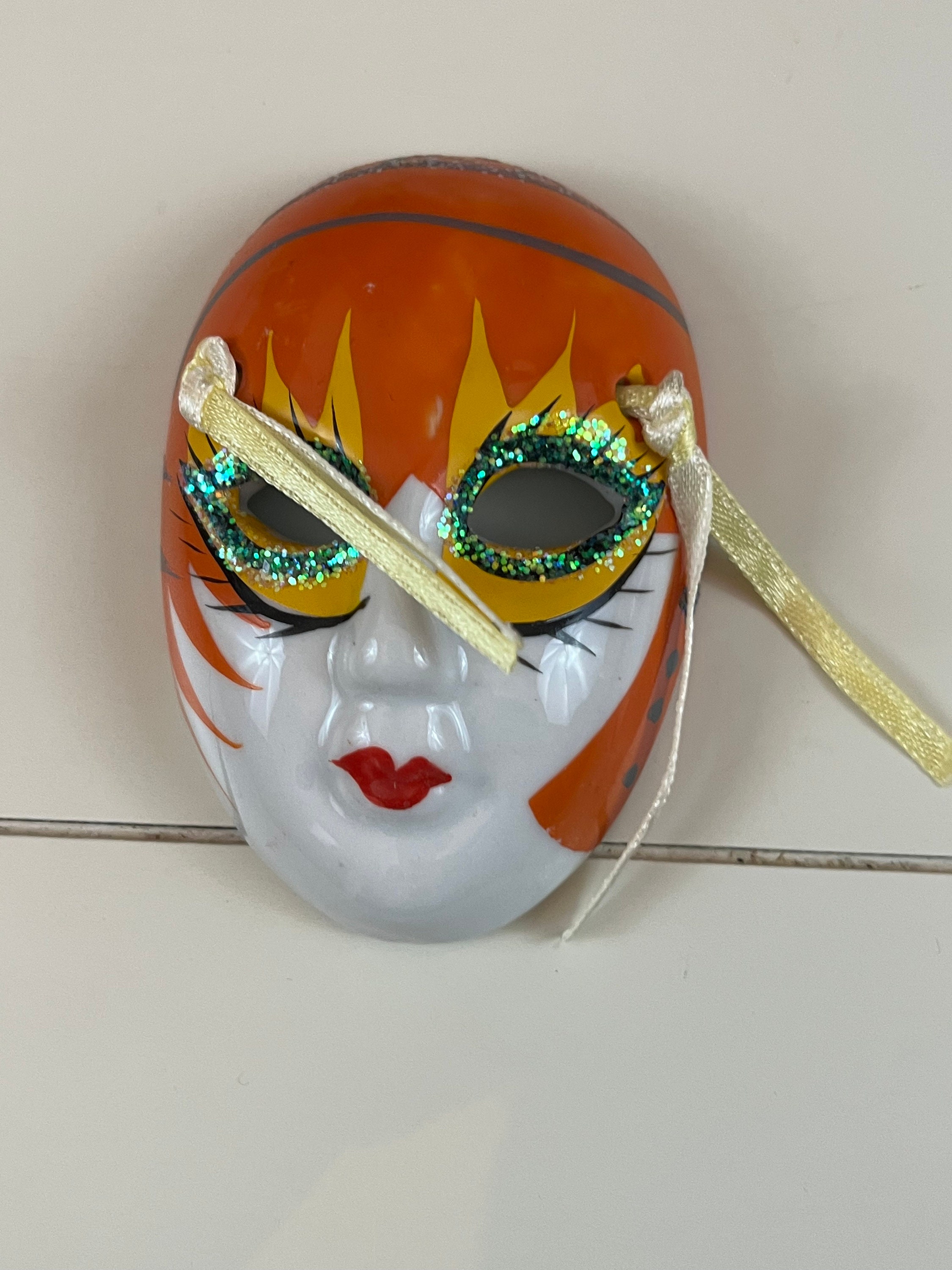 Vintage 90s Ceramic Painted Decorative Masks Wall Room Decor Vanity ...
