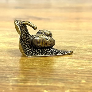 Miniature Brass Garden Snail Figurine Gift for Gardener