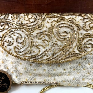 La Regale Gold Faux Leather Snap Chain Strap Evening Clutch Bag