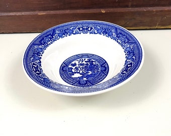 ヴィンテージ ブルーウィロー ボウル、白と青のボウル、「オールド