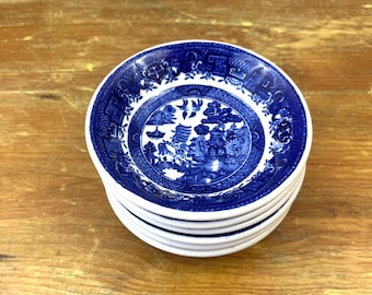 "Vintage Walker China ""Blue Willow"" gemusterte Bar Nuss Schalen Obst Schalen Vorspeisen Dessert Mini Schalen 1968."