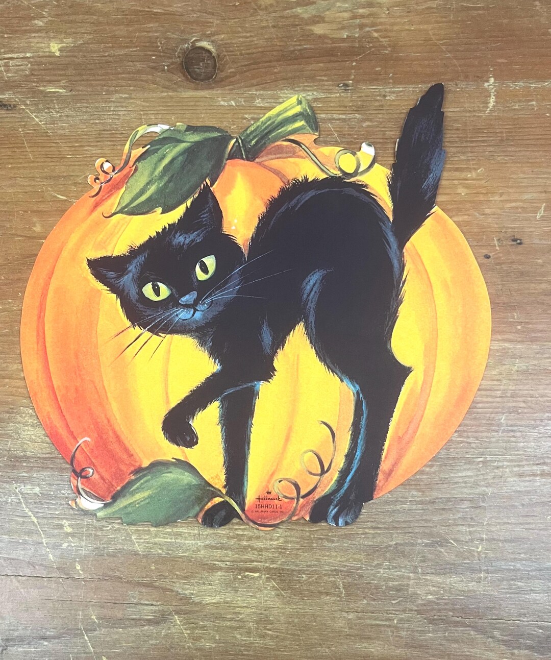 Vintage Black Cat & Pumpkin Decor Halloween Die Cut Window Wall ...