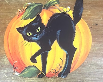 Vintage Black Cat & Pumpkin Decor Halloween Die Cut Window Wall Decoration