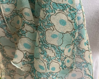 Vintage blue and white floral neck scarf hair scarf