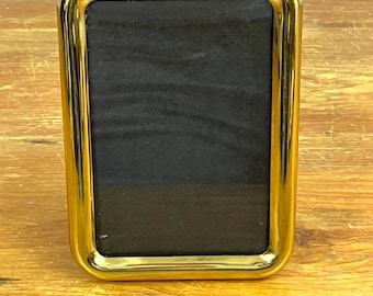 Vintage Small Brass Rectangular Table Top Frame Table Number Display Accent Frame 5 1/2" tall x 4" wide