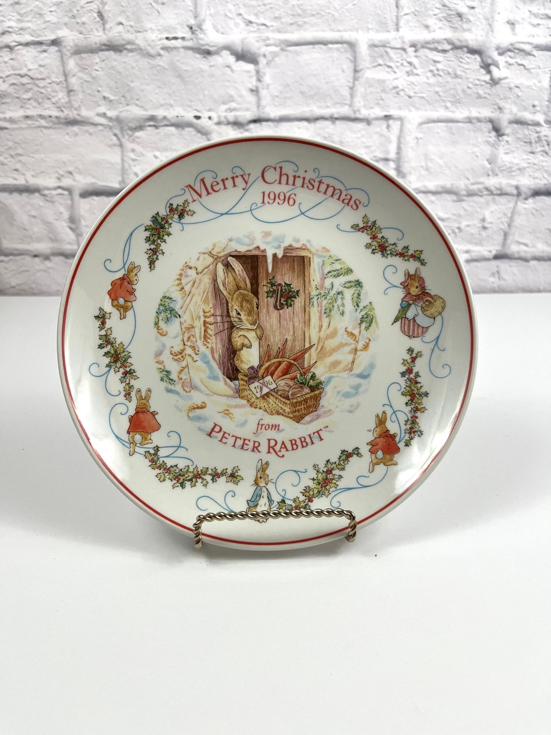 ⑤ ピーターラビット 1985〜1990 Vintage 90s Peter Rabbit Christmas Plate Childs Christmas Dinner