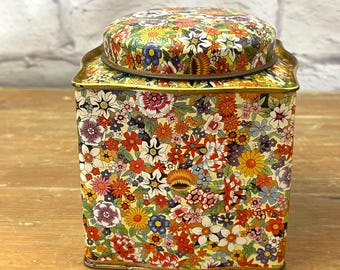 Vintage Daher Storage Tin Chintz Wildflower Style Made in England ***SOLD INDIVIDUALLY