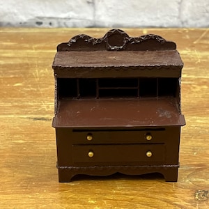 Vintage Dollhouse Library Desk 1:12 Furniture Wood Secretary