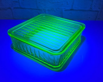 アンカーホッキング　クッキージャー　グリーンウランガラス　ヴィンテージ アンカーホッキング クッキージャー グリーンウランガラス ヴィンテージ