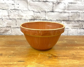 Vintage Watt Oven Ware Burnt Orange Bowl Loop Patterned Stoneware Batter Bowl Mixing Bowl USA Made Fall Decor Halloween Candy Bowl