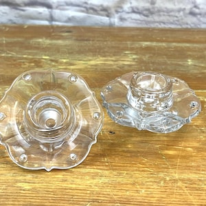 Vintage Glass Bobeche Drip Protectors for Candelabras or Chandelier Candle Cups Inserts with Crystal Prism Attachments