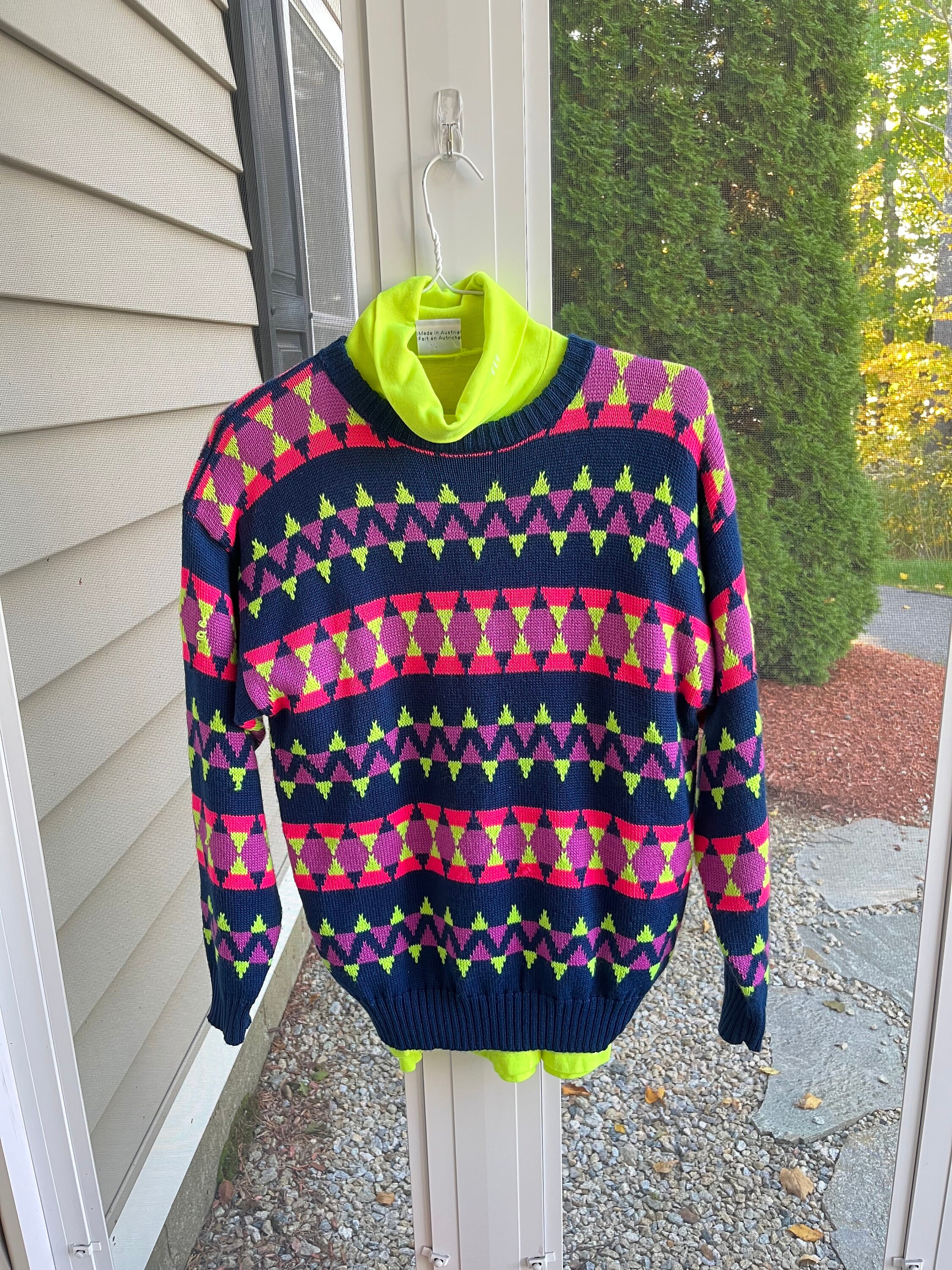 Neon Ski Sweater - Etsy