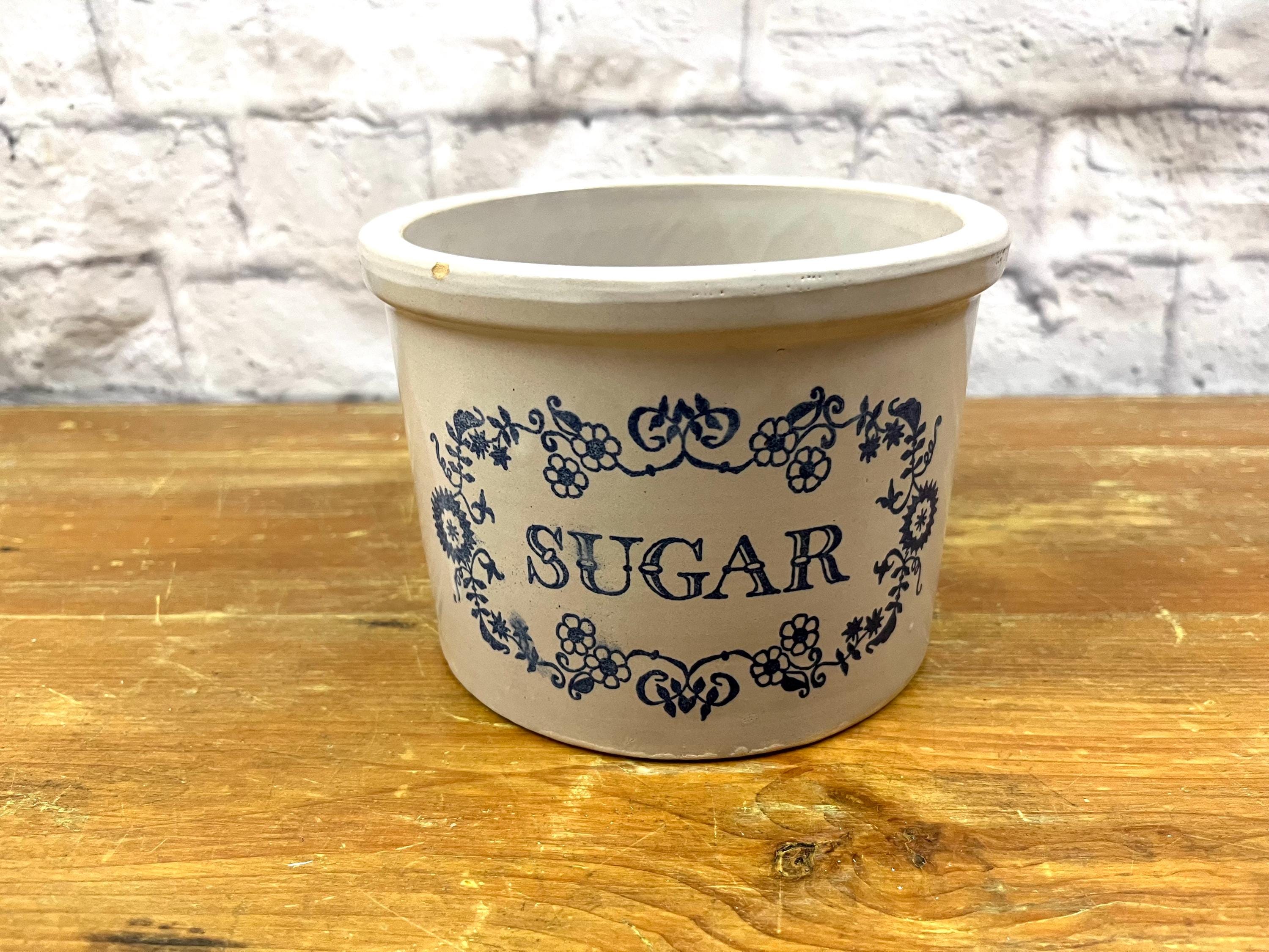 ヴィンテージ ストーンウェア グレーブルー シュガージャー 調理器具