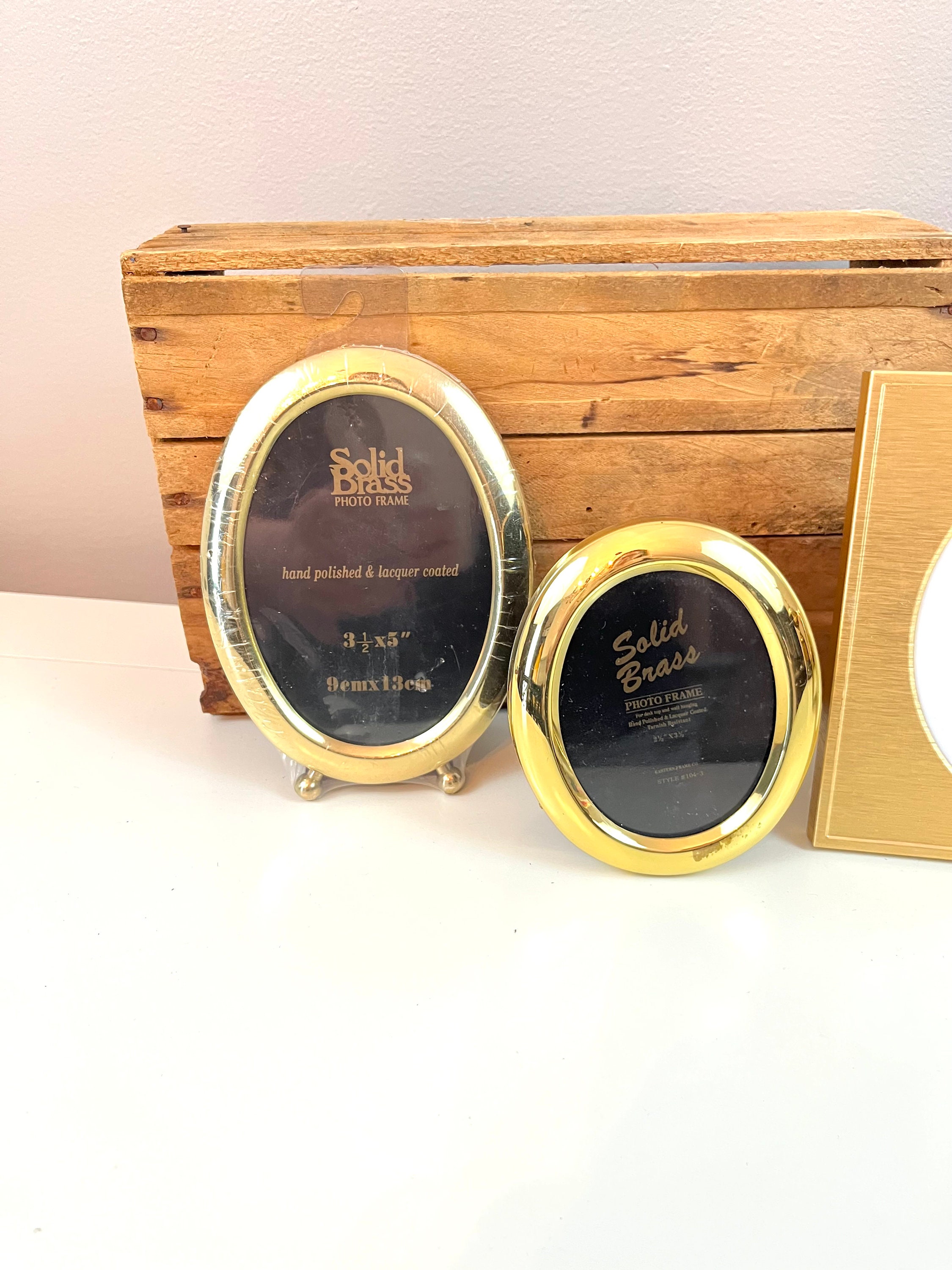 Vintage Solid Brass Oval Frames Gift for Her Wedding Announcement ...