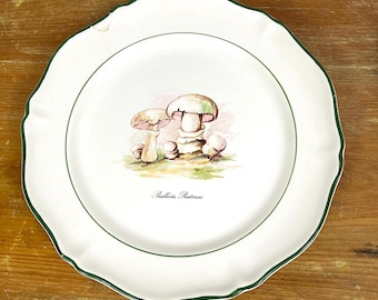 Vintage Mushroom French Decorative Plates "Les Champignons de France" Faincerie De Saint Amand SOLD INDIVIDUALLY some imperfections.