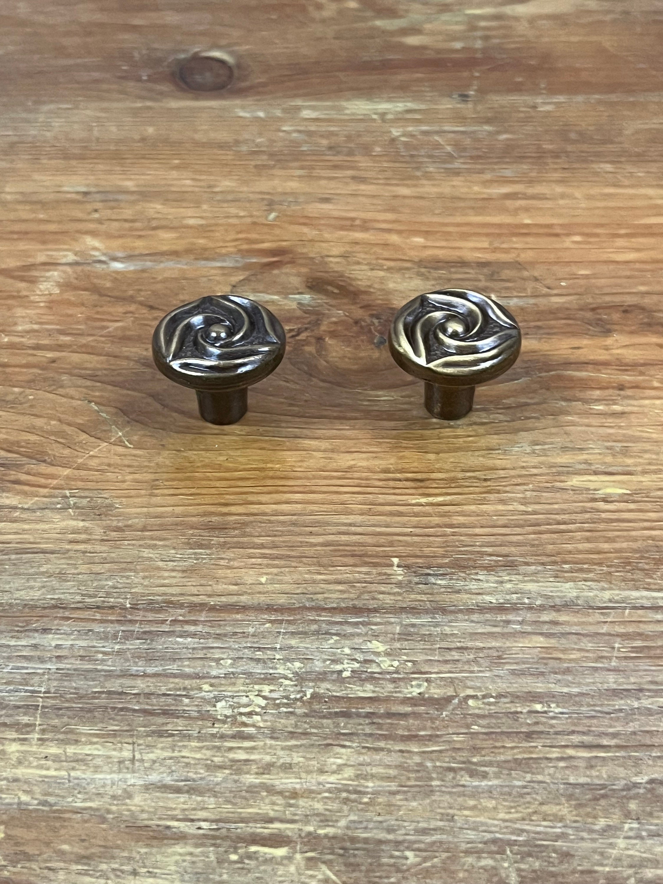 Vintage Edwardian Brass Cabinet Knob – 26mm Diameter, 75mm Length – Choice Of Rose Types – Spindle & Nut Included
