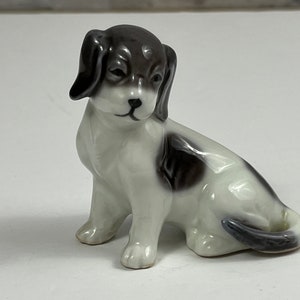 Vintage black and white Mutt dog ceramic dog statue