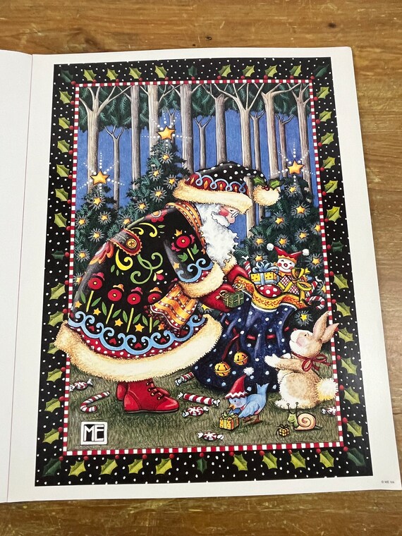 Rare Mary Engelbreit Christmas Art Work, Santa Wall Decor Poster