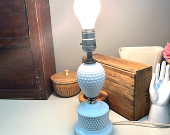Vintage Hobnail Milk Glass Electric Table Lamp Shabby Chic Lighting bedside table light