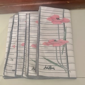 Vintage Andre Richard Napkins Pastel Pink Poppies Tea Party Napkins Mix & Match party sets Vintage Set of 4 Cloth Napkins Made in Brazil