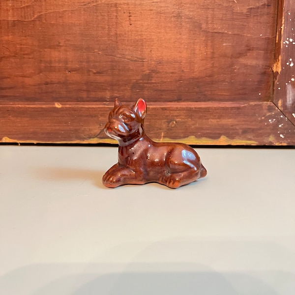 Vintage Boxer Dog figurine Redware 1950s Japan dog statue gift for dog lover
