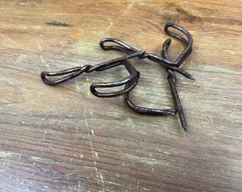 Vintage Wire Metal Coat Hooks Hat Hooks Industrial Decor Farmhouse Decor Screw in Hooks Set of 3