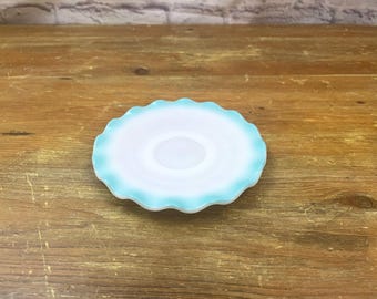 Vintage Crinoline Hazel Atlas Turquoise and White Milk glass Saucer Replacement under plate