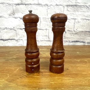 Vintage Wood Salt Shaker & Pepper Grinder **Imperfect