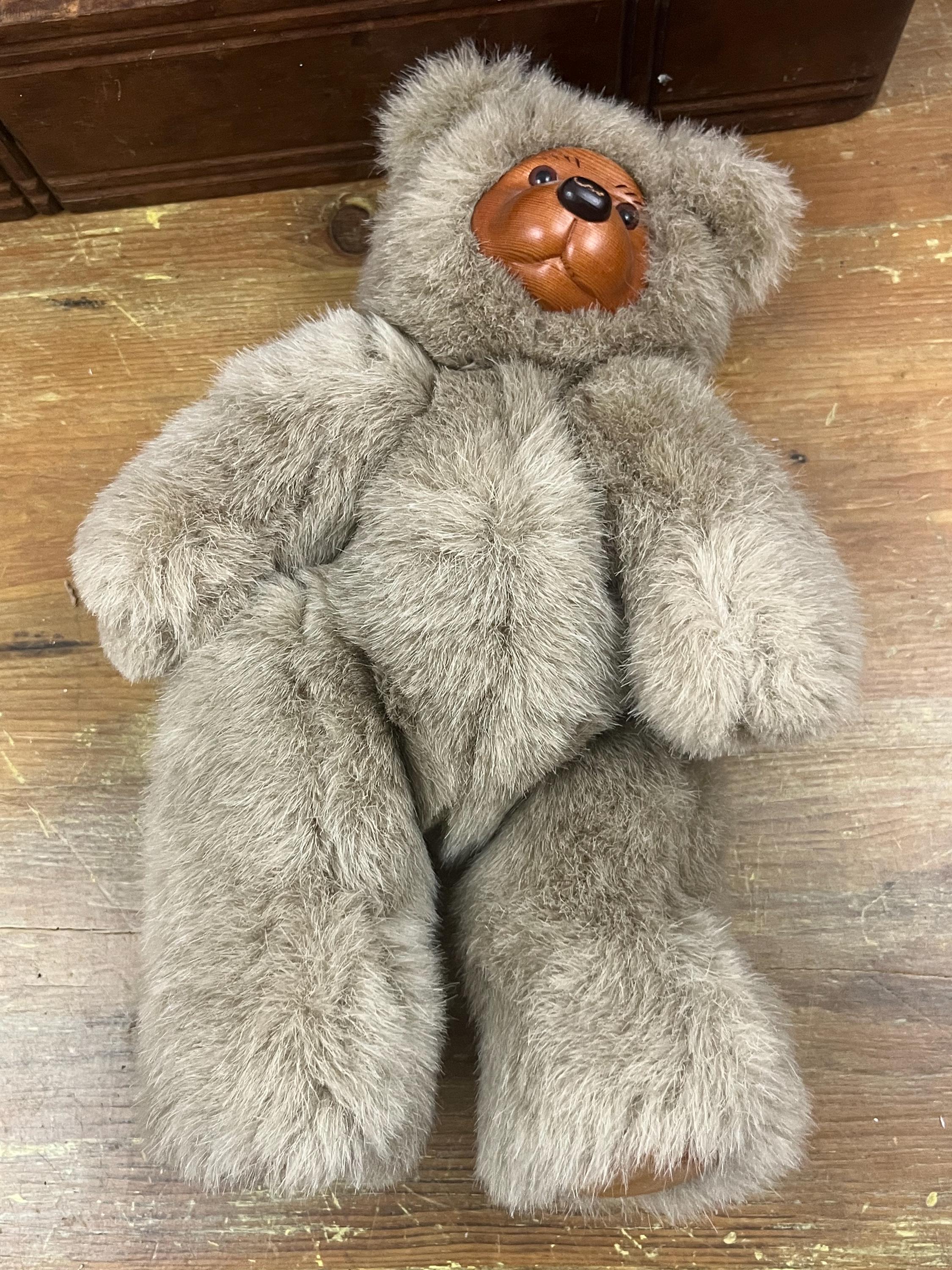 Vintage Robert Raikes Teddy Bear Wood Face & Feet 1989 Lovely Gift
