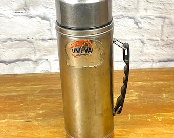 Garrafa térmica vintage Uno-Vac de aço inoxidável de 1 litro, decoração industrial para cozinha, garrafa térmica para piquenique de 32 oz, resistente e durável