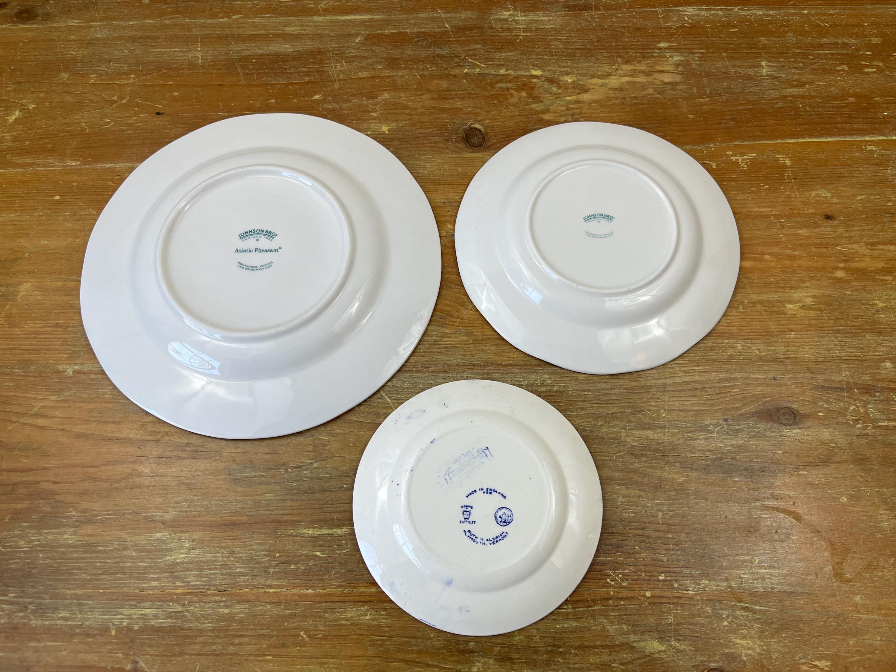 Vintage Antique Blue White Transferware Plates Decorative Wall
