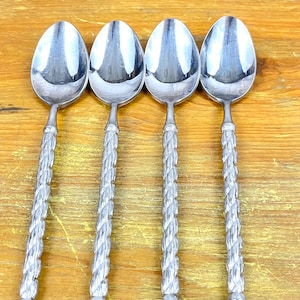 Vintage Straita 4 Teaspoons or 4 Salad Forks Stanley Roberts Japan Nautical Rope Braid Design