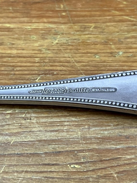 Vintage Ekco Eterna Pierced Serving Spoon Beaded Edge Bastille