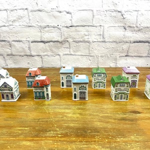 Lenox Spice Village Herb Storage Jars Porcelain Victorian Houses Cottage Chic Rosemary Sage Tarragon Thyme Saffron Sold individually