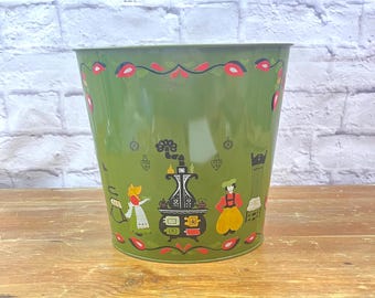Vintage Pennsylvania Dutch Waste Bin JV Reed & Co Garbage Basket Louisville KY Made in the USA