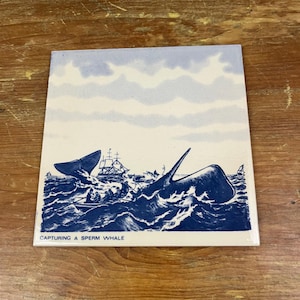Vintage Blue Delft Whaling Decorative Wall Tile Blue and White Nautical Decor Choose one