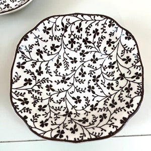 Vintage Susana Brown for Laura Ashley Square Cereal Bowl Johnson Brothers 1980 Brown Shamrock design bowls