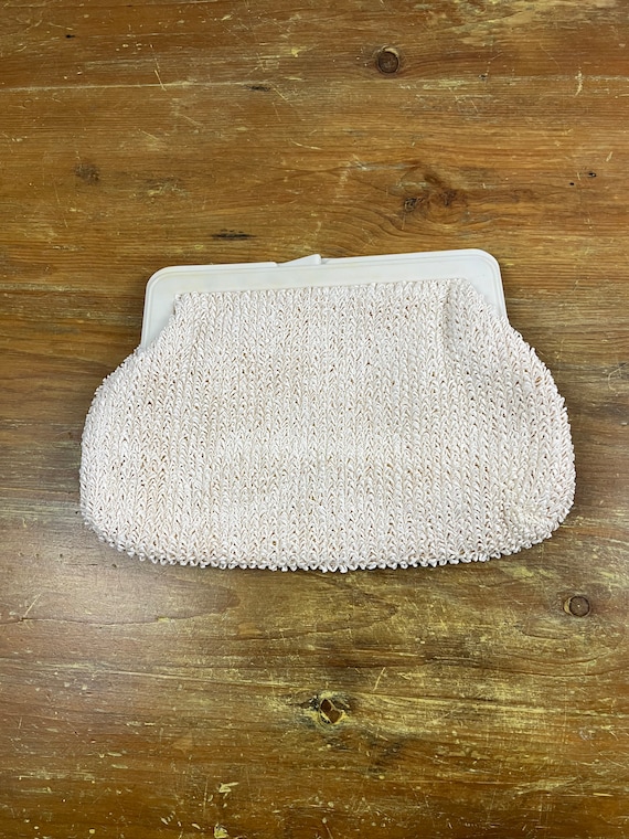 Vintage Raffia Clutch White and Ivory Made in Hon… - image 6