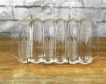 Vintage "Miracle Maize" Glass Cornbread Baking Dish Corn Cob Design